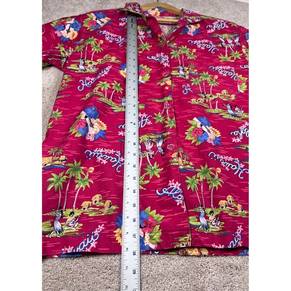 VTG 90's Sun Streak Aloha Hawaiian Shirt Floral Palm Tree Vacation Button Up - L - Picture 9 of 9